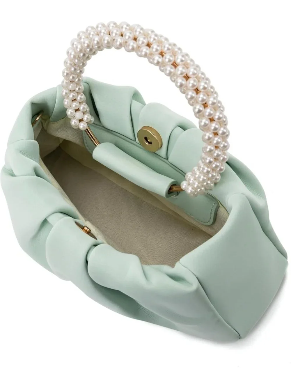 👜Women's Green Leather Wedding Party Pearl Elegant Clutch Purse Magnetic Snap
